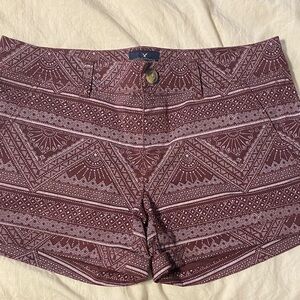 American Eagle Outfitters Maroon Geo-Print High Waist Midi Shorts